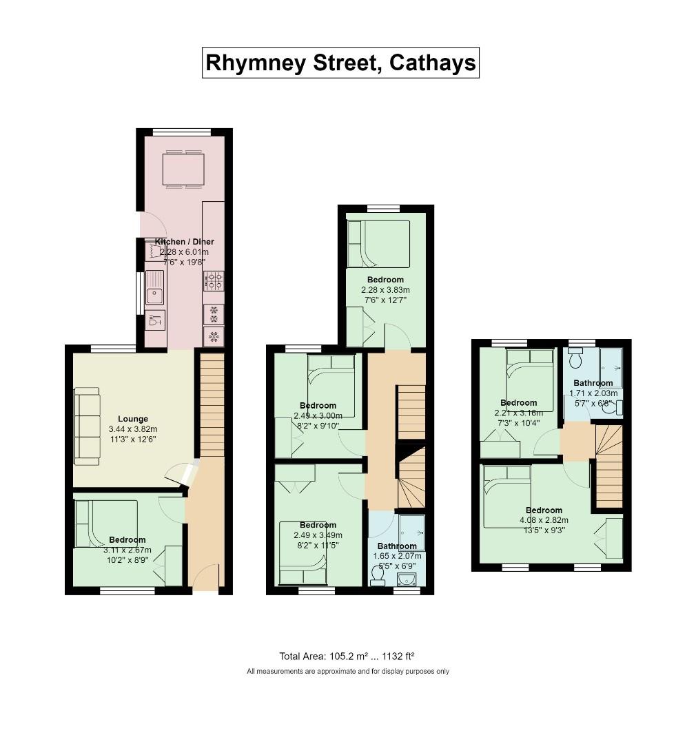 Floorplan for Rhymney Street, Cathays